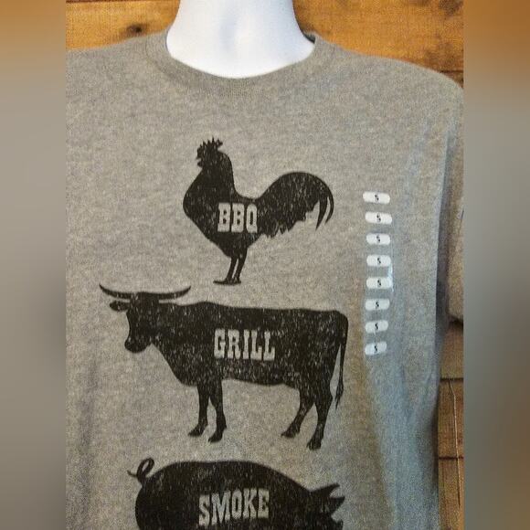 Live Outside The Limits Men's Heather Gray BBQ Smoker Grill Theme shirt Size S - Picture 4 of 12